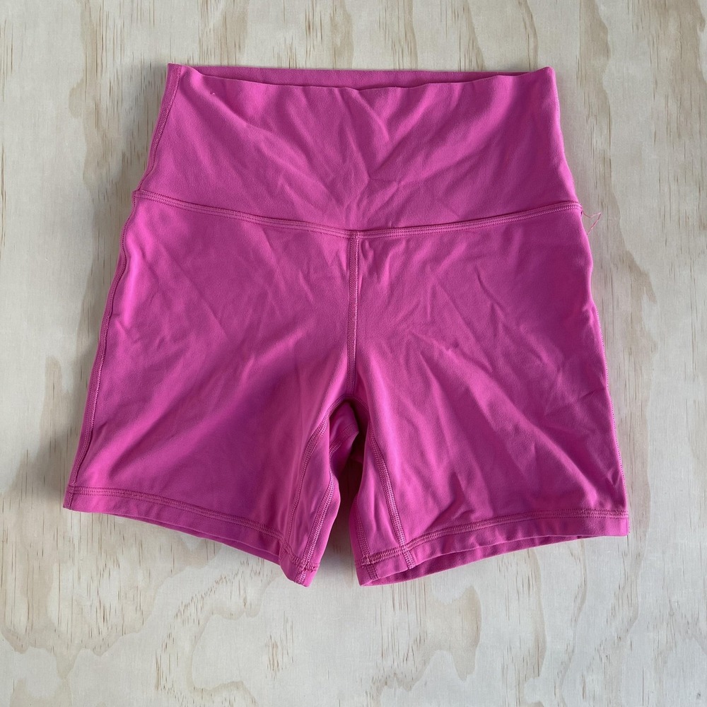 Lululemon Shorts Womens 4 Pink High Rise Biker 6" Yoga Running Athletic Workout